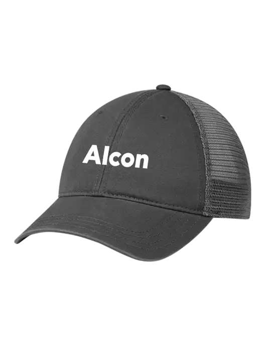 Richardson 111 Garment Washed Trucker Cap Charcoal w/Charcoal Mesh w/Alcon Logo