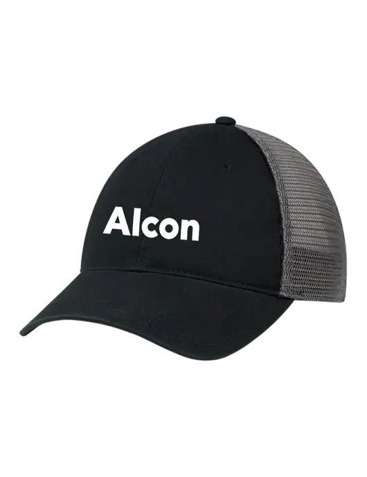 Richardson 111 Garment Washed Trucker Cap Black w/Charcoal Mesh w/Alcon Logo
