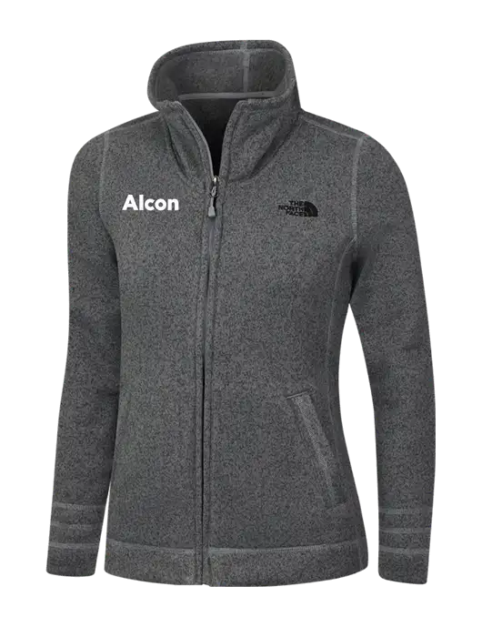 North Face Womens Medium Grey Heather Sweater Fleece Jacket w/Alcon Logo