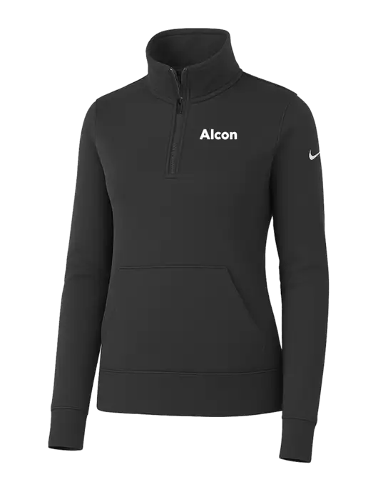 Nike Womens Dark Grey Club Fleece Sleeve Swoosh 1/2-Zip w/Alcon Logo