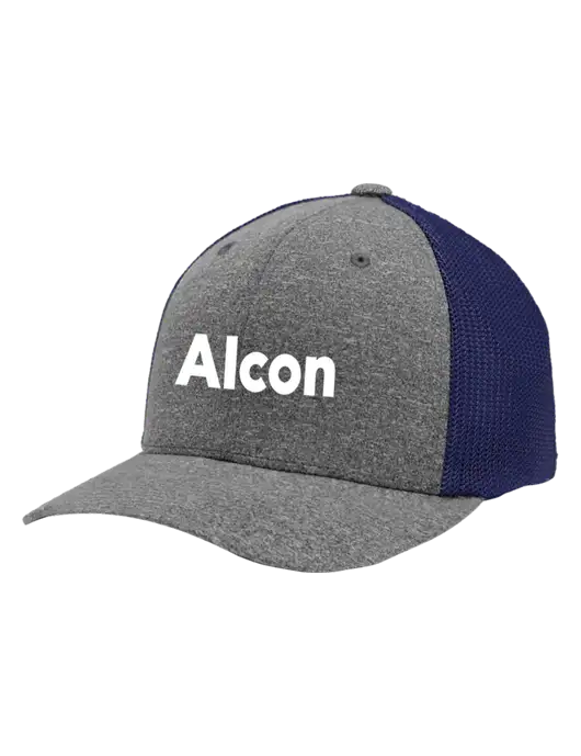 Flexfit Navy/Medium Grey Heather Melange Mesh Back Trucker Cap w/Alcon Logo
