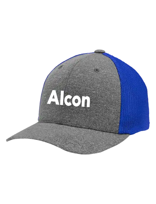 Flexfit Royal/Medium Grey Heather Melange Mesh Back Trucker Cap w/Alcon Logo