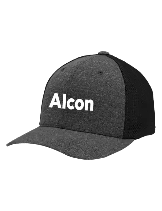 Flexfit Black/Dark Charcoal Heather Melange Mesh Back Trucker Cap w/Alcon Logo
