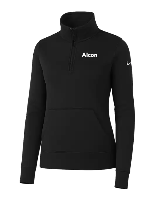 Nike Womens Black Club Fleece Sleeve Swoosh 1/2-Zip w/Alcon Logo