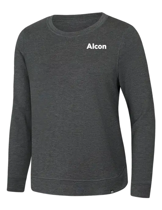 TravisMathew Womens Dark Grey Heather Lightweight Long Weekend Crew w/Alcon Logo