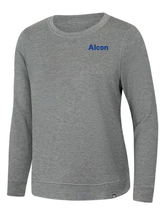 TravisMathew Womens Light Grey Heather Lightweight Long Weekend Crew w/Alcon Logo