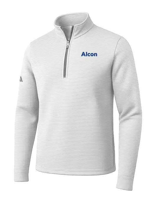 Adidas White Spacer Quarter-Zip Pullover w/Alcon Logo