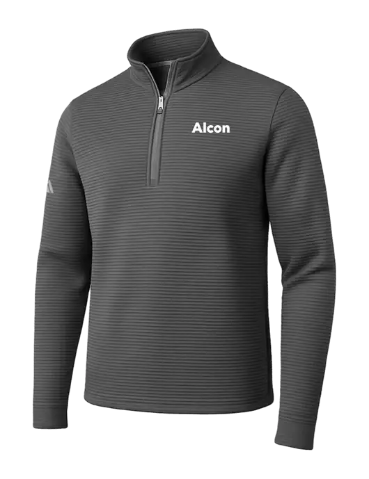 Adidas Medium Grey Spacer Quarter-Zip Pullover w/Alcon Logo