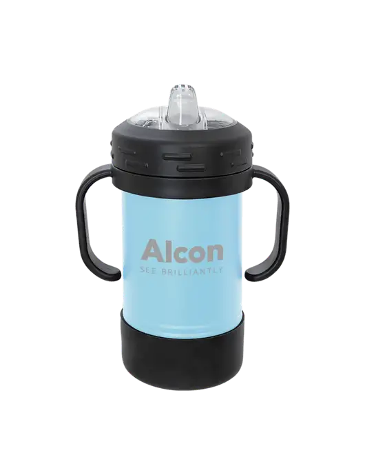 Polar Camel 10 oz Powder Coated Light Blue Sippy Cup w/Alcon Logo