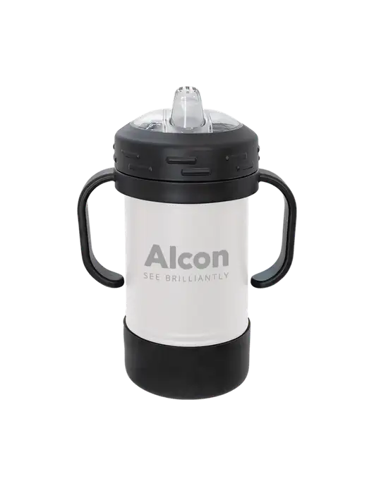 Polar Camel 10 oz Powder Coated White Sippy Cup w/Alcon Logo