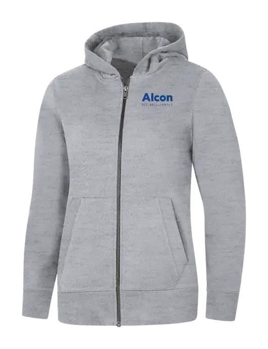 Womens Light Grey Heather Re-Fleece Full-Zip Hoodie w/Alcon Logo
