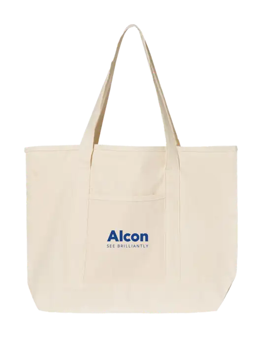 Natural Large Canvas Deluxe Tote w/Alcon Logo