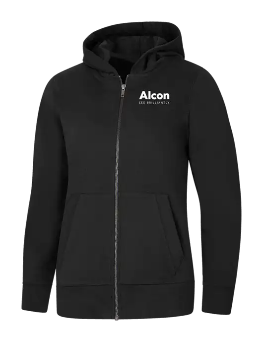 Womens Black Re-Fleece Full-Zip Hoodie w/Alcon Logo