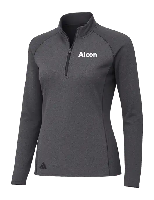 Adidas Womens Black Melange Space Dyed Quarter-Zip Pullover  w/Alcon Logo