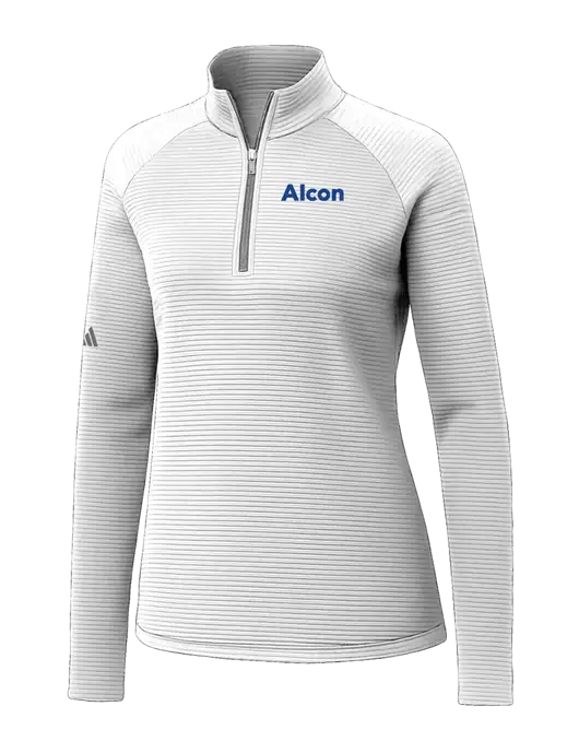 Adidas Womens White Spacer Quarter-Zip Pullover  w/Alcon Logo