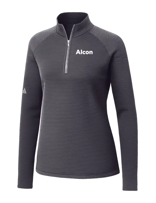 Adidas Womens Medium Grey Spacer Quarter-Zip Pullover  w/Alcon Logo