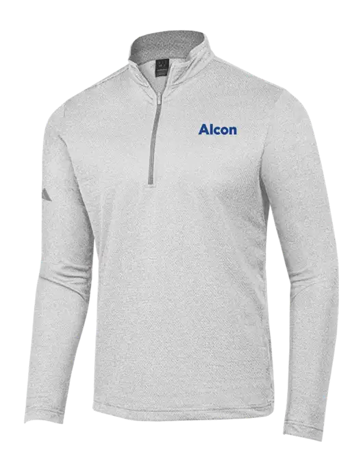 Adidas Light Grey Heather Space Dyed Quarter-Zip Pullover w/Alcon Logo