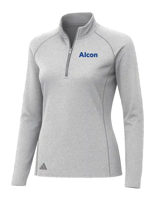 Adidas Womens Light Grey Heather Space Dyed Quarter-Zip Pullover  w/Alcon Logo