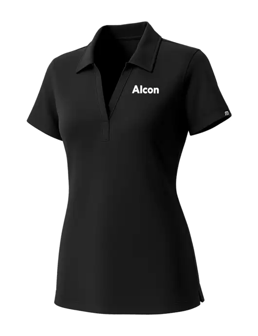 TravisMathew Womens Black Glenview Solid Polo w/Alcon Logo