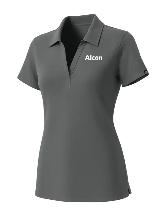 TravisMathew Womens Grey Glenview Solid Polo w/Alcon Logo