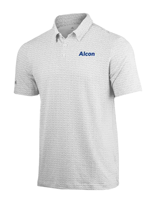 Adidas White Printed Blend Polo w/Alcon Logo