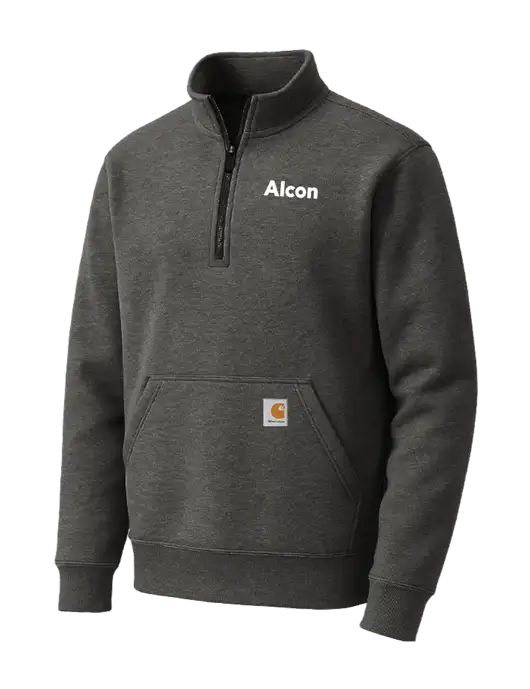 Carhartt Very Dark Heather Grey Midweight 1/4-Zip Mock Neck Sweatshirt w/Alcon Logo