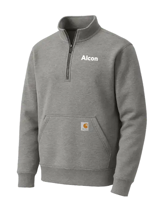 Carhartt Medium Heather Grey Midweight 1/4-Zip Mock Neck Sweatshirt w/Alcon Logo