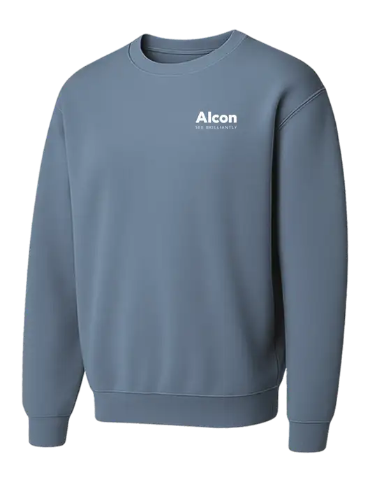 Comfort Colors Garment-Dyed Lightweight Slate Blue Fleece Crewneck Sweatshirt w/Alcon Logo