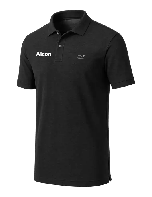 Vineyard Vines Edgartown Black Pique Polo w/Alcon Logo