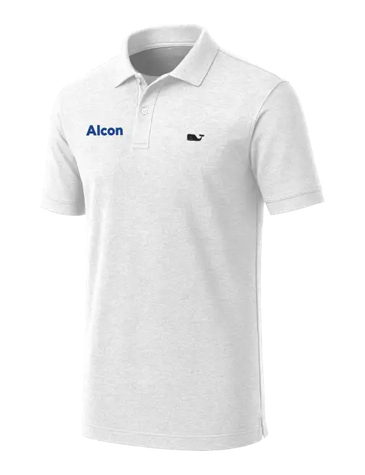 Vineyard Vines Edgartown White Pique Polo w/Alcon Logo