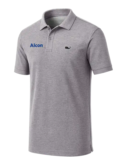 Vineyard Vines Edgartown Light Heather Grey Pique Polo w/Alcon Logo