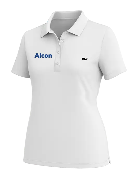 Vineyard Vines Womens White Edgartown Pique Polo w/Alcon Logo