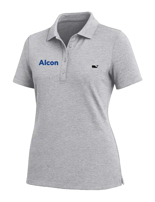 Vineyard Vines Womens Light Grey Edgartown Pique Polo w/Alcon Logo