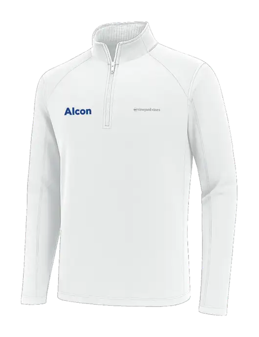 Vineyard Vines White Sankaty Quarter-Zip Pullover
 w/Alcon Logo