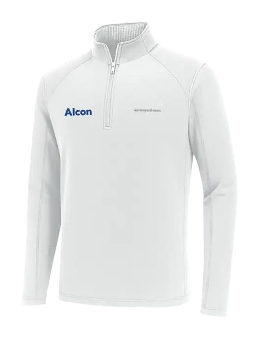 Vineyard Vines White Sankaty Quarter-Zip Pullover
 w/Alcon Logo
