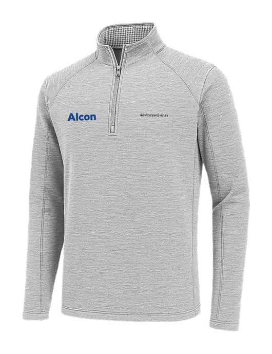 Vineyard Vines Light Grey Hather Sankaty Quarter-Zip Pullover
 w/Alcon Logo