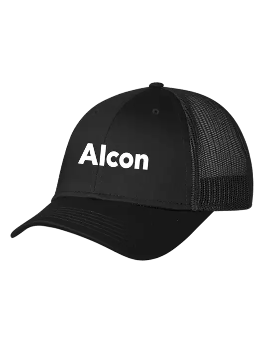 Black Mesh Trucker Cap Snap Back w/Alcon Logo