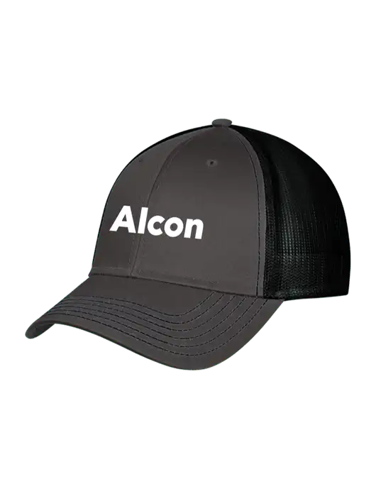 Charcoal & Black Mesh Trucker Cap Snap Back w/Alcon Logo