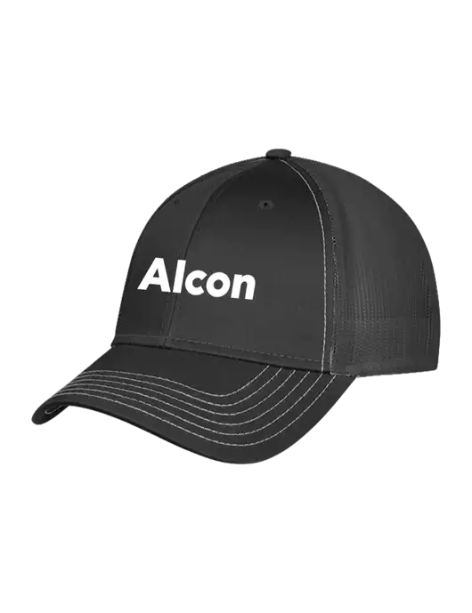Charcoal Grey Mesh Trucker Cap Snap Back w/Alcon Logo