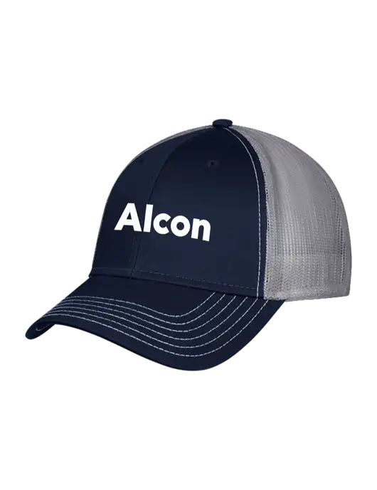 Navy/Grey Mesh Trucker Cap Snap Back w/Alcon Logo