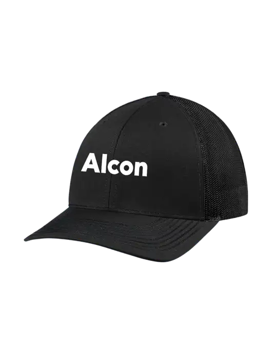 Richardson Adjustable Snapback Original 112 Trucker Cap Black w/Black Mesh w/Alcon Logo