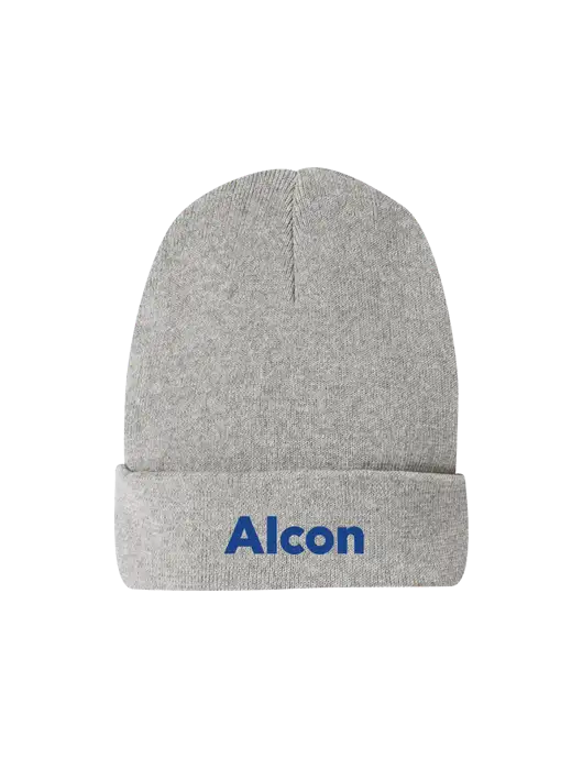 Recycled Light Heather Grey Beanie w/Alcon Logo