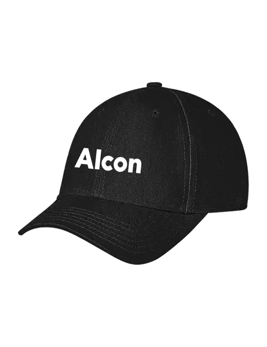 Black Structured Soft Snap Closure Hook & Loop Cap w/Alcon Logo