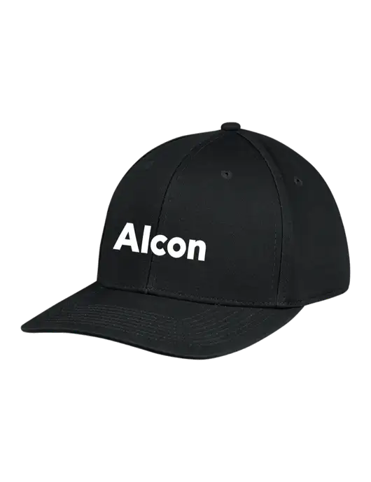 Premium Modern Structured Twill Black Snapback Cap w/Alcon Logo