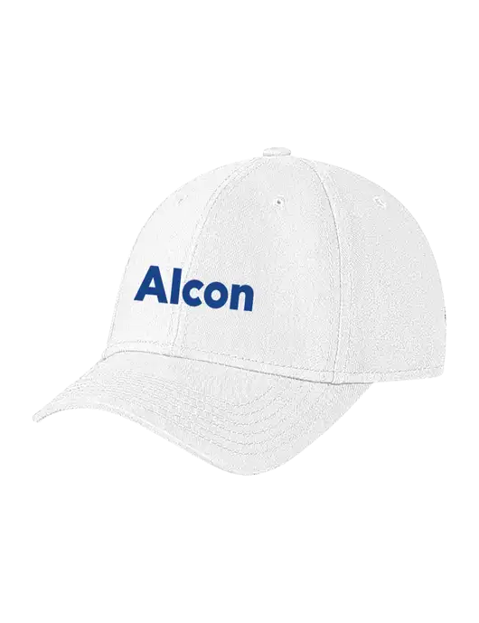 White Structured Soft Snap Closure Hook & Loop Cap w/Alcon Logo