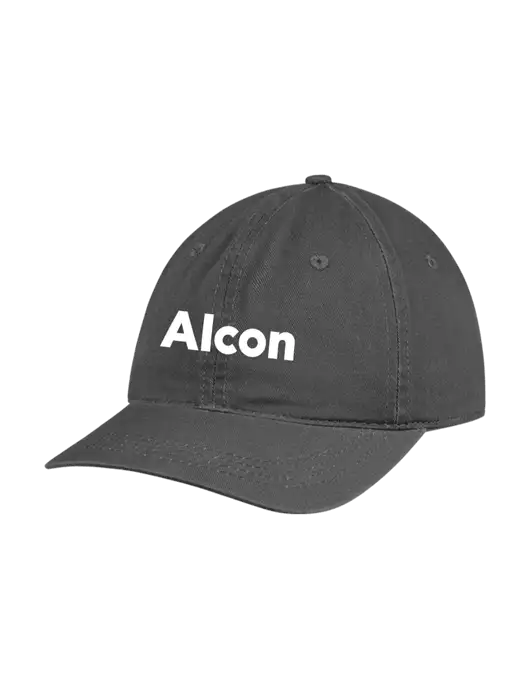 Garment Washed Unstructured Twill Charcoal Cap w/Alcon Logo