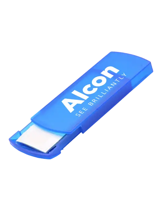 Slide Right Blue Bandage Dispenser w/Alcon Logo