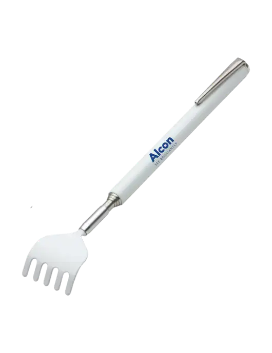 Telescopic White Back Scratcher w/Alcon Logo