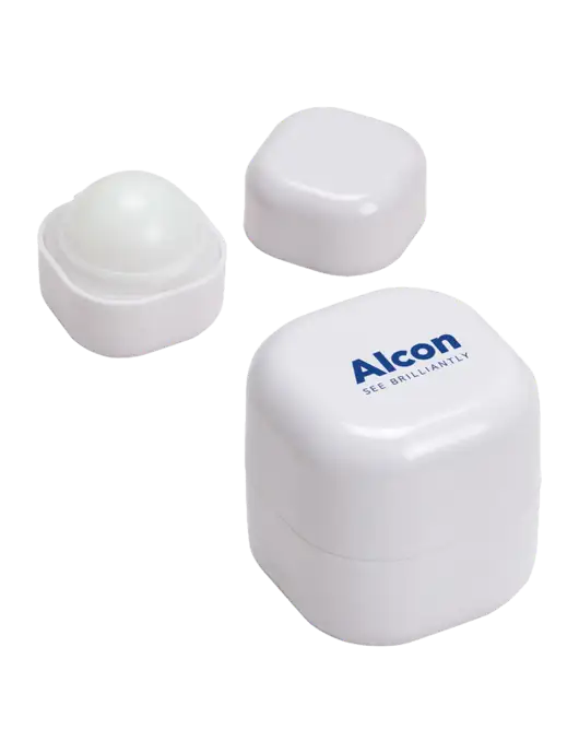 White Chap Cube Vanilla Lip Balm w/Alcon Logo