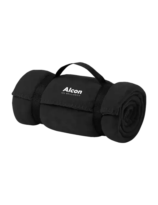 Casual Black Fleece Blanket With Strap w/Alcon Logo